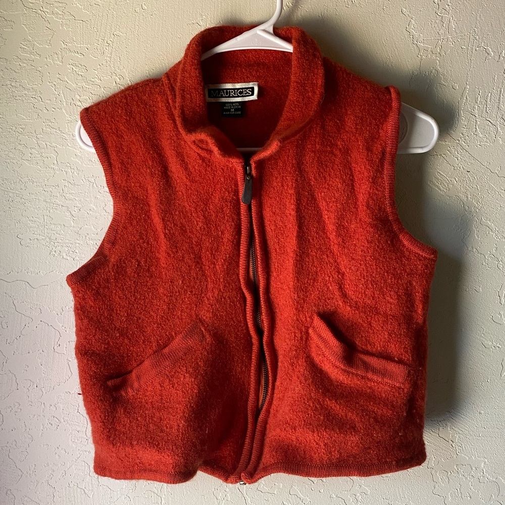 Maurices Vibrant Orange 100% Wool Vest